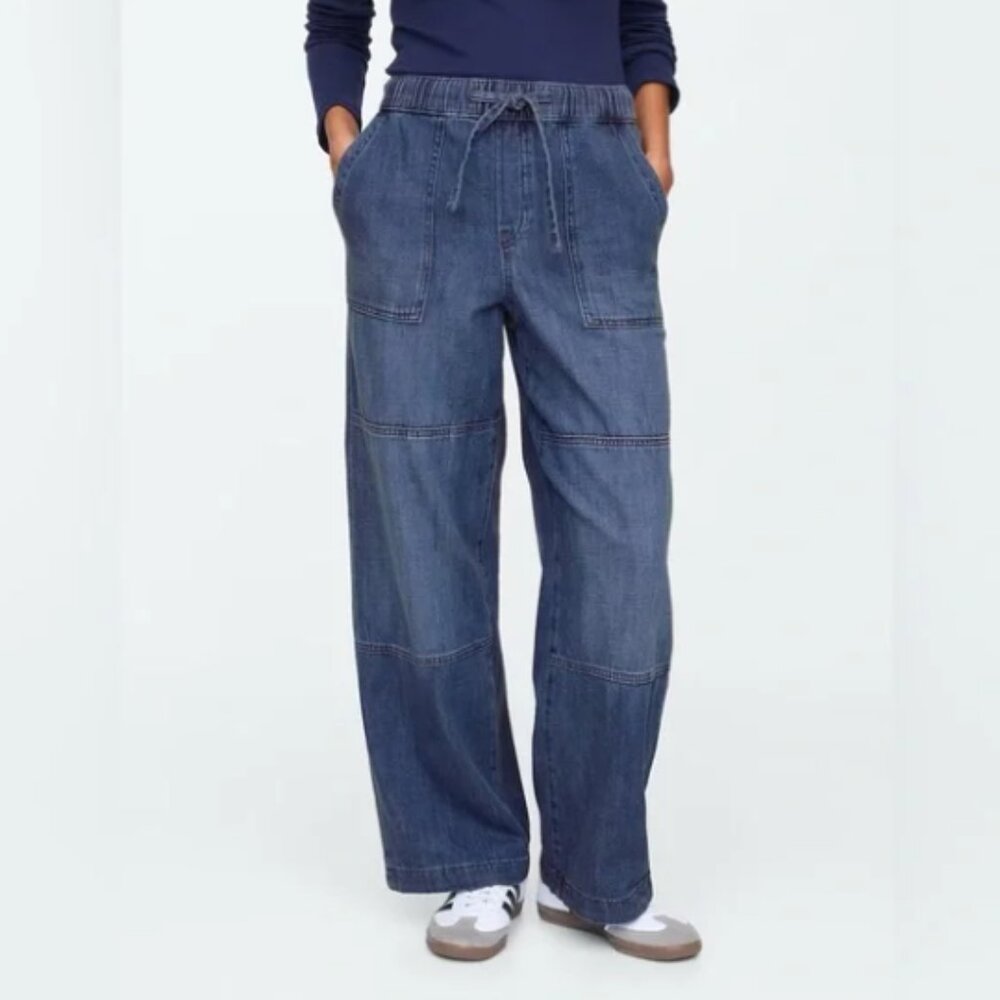 GAP High Rise Seamed Wide-Leg Pull-On Jeans
